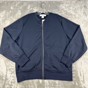 LOGG Label of Graded Goods Navy Blue Full Zip Bomber Jacket Mens L PN04769405